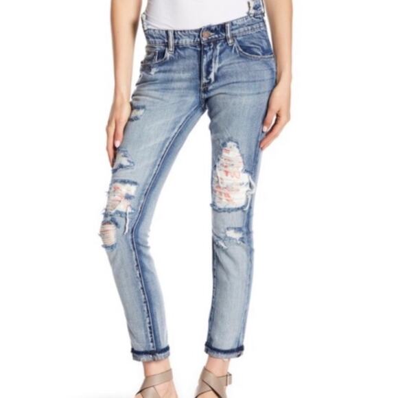William Rast My Exs Distressed Jean Plus Size 20W  Floral Ripped Denim Grunge - Picture 1 of 10